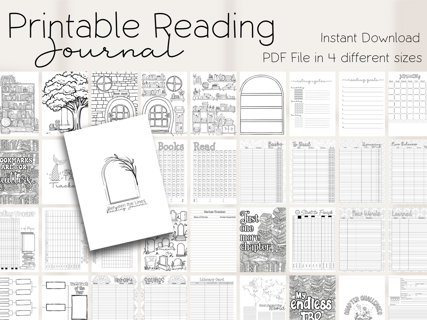 Printable Reading Tracker Journal Pages Instant Download, Book Journal, Reading Planner PDF, Book Tracker, Digital Reading Journal