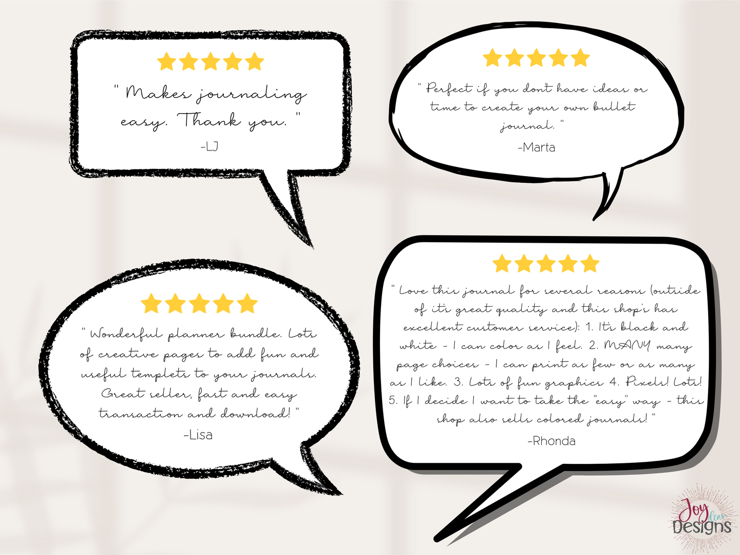 Speech bubbles with customer reviews and ratings on a white background
