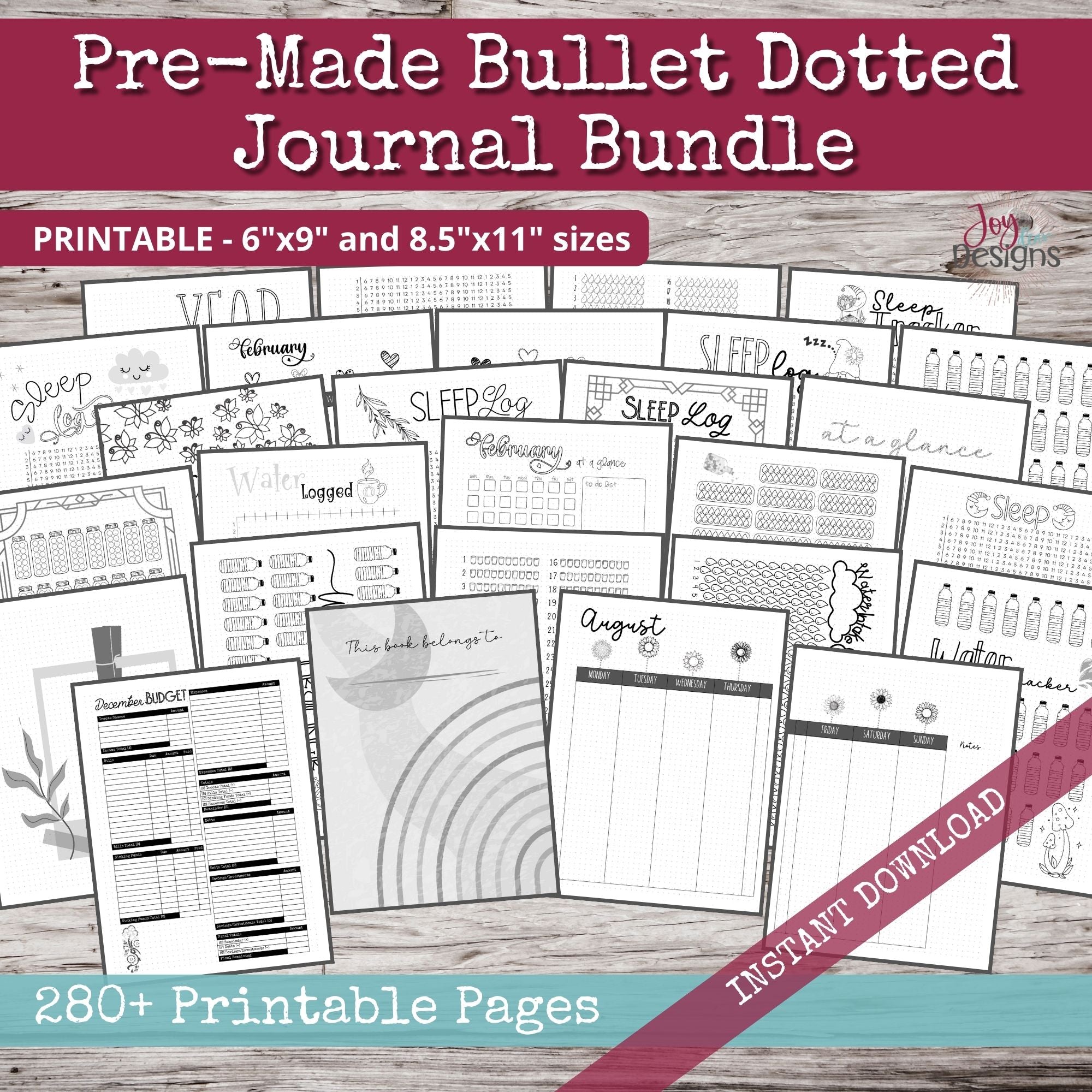 The Elegant: PreMade Bullet Dotted Journal Planner Pages, Instant Down ...