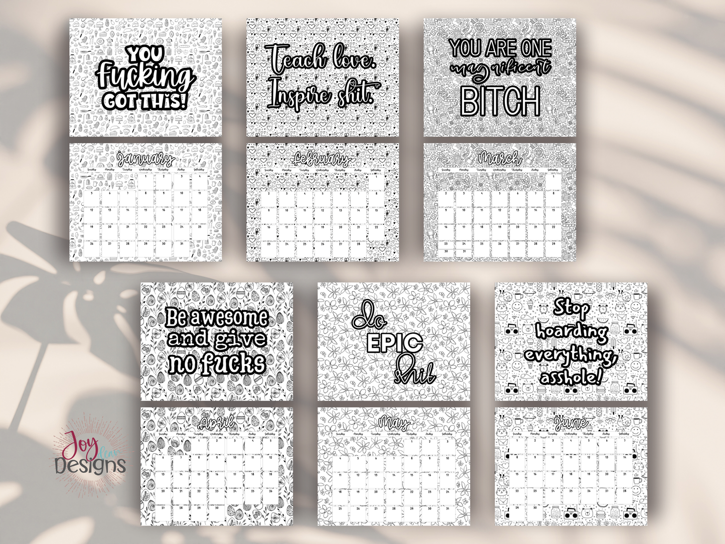 2025 Motivational Swear Word Coloring Calendar – Doodle Your Year with Sass and Class!