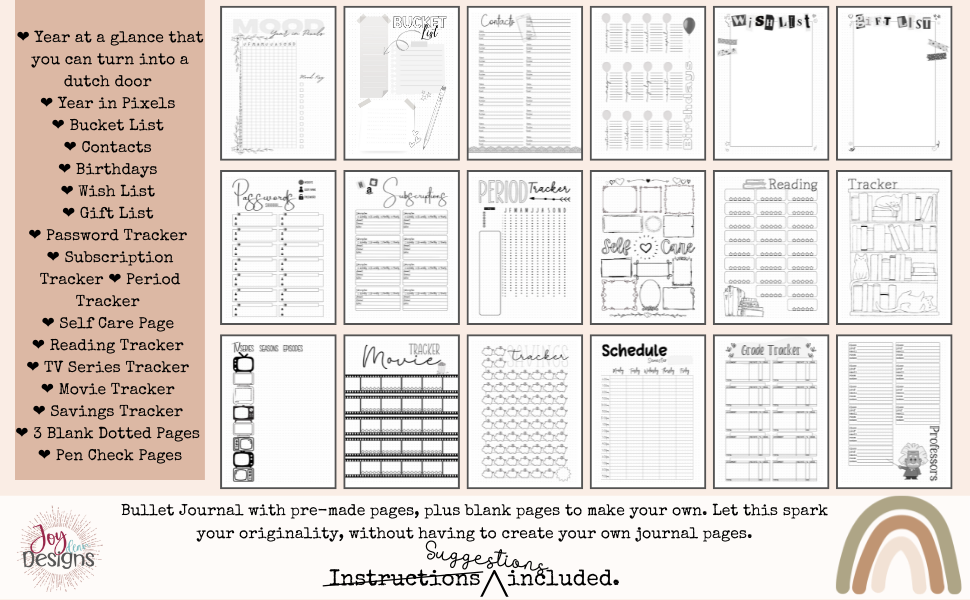 Bullet Dotted Journal Student Planner: A Premade Aesthetic Dotted Mental Health Tracker for Students