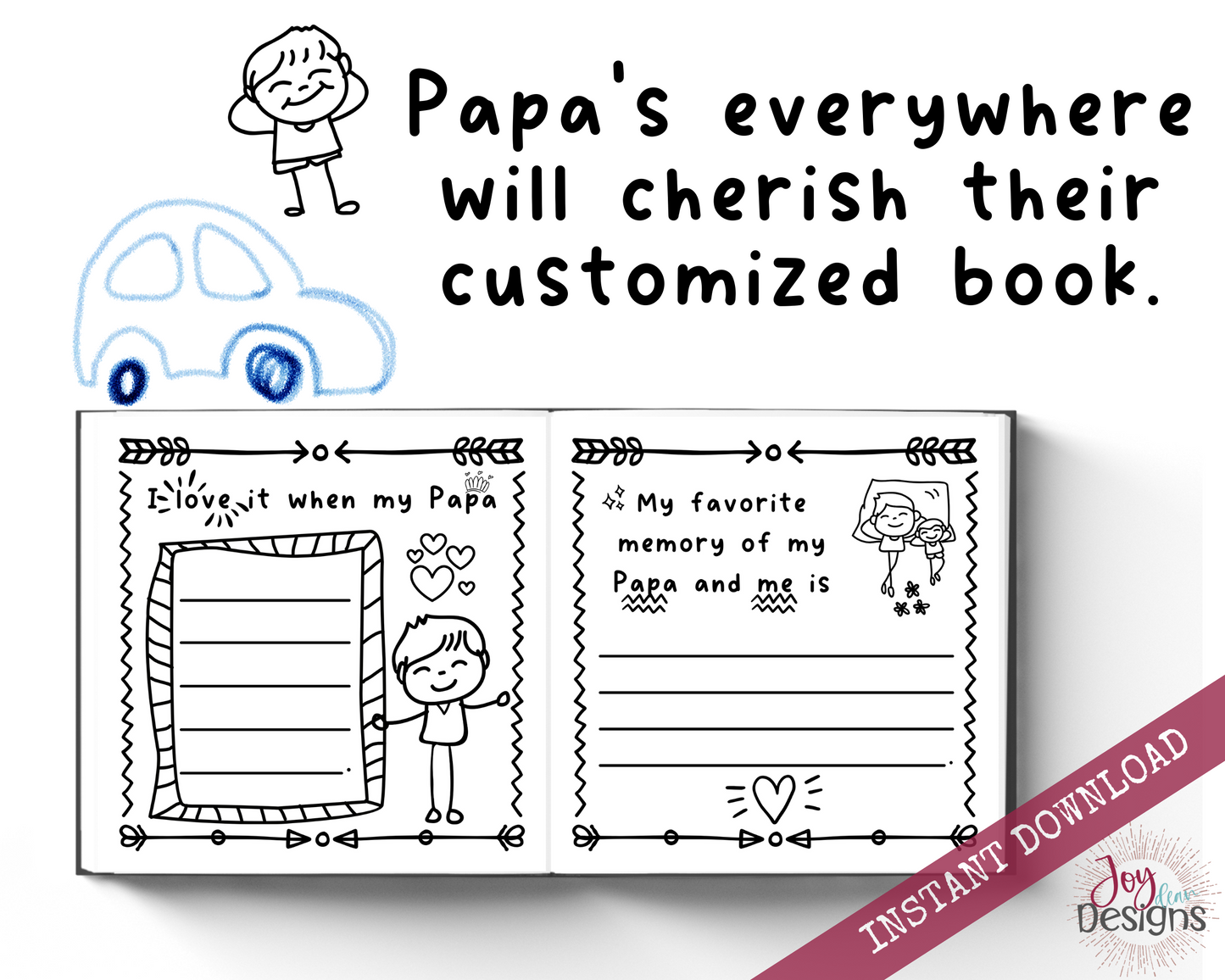 Papa! I Wrote a Book About You! Instant Download, Printable Fill in the Blank Pages With Prompts for Kids to Fill in for Their Papa