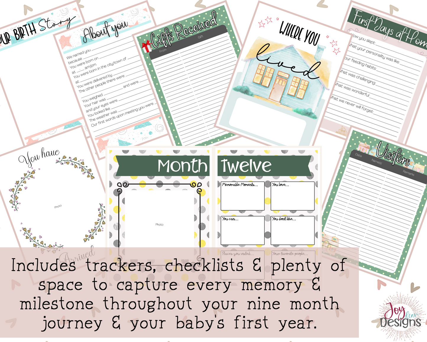 Complete Printable Pregnancy Journal Memory Book to Track From Conception to Baby's First Birthday- Digital Instant Download