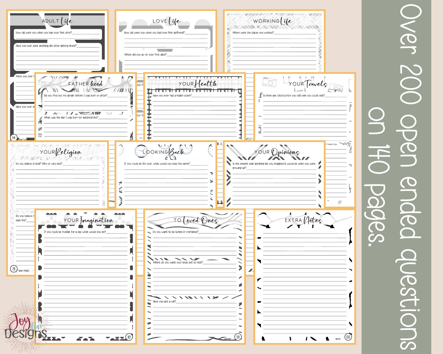 What's Your Story, Grandpa? A Grandfather's Guided Notebook With Over 200 Open Ended Journal Questions for Grandpa: Download Printable File