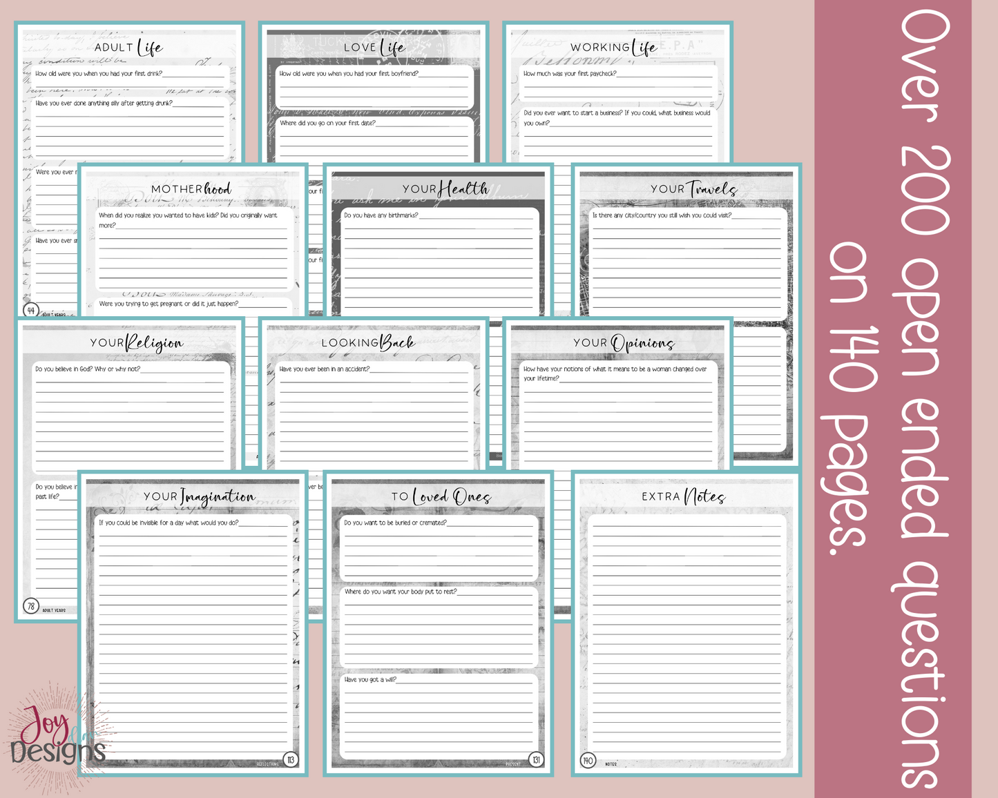 What's Your Story, Mom? A Mother's Guided Notebook With over 200 Open Ended Journal Questions for Mom: Instant Download Printable