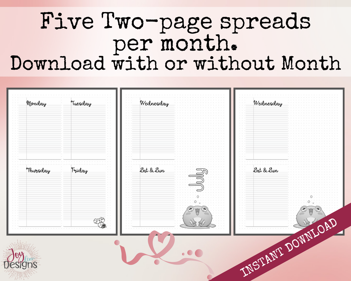 PreMade Weekly Planner Printable Bullet Dotted Journal Pages | Instant Download Printable Planner | Weekly Bujo Inserts Template PDF 2 Sizes