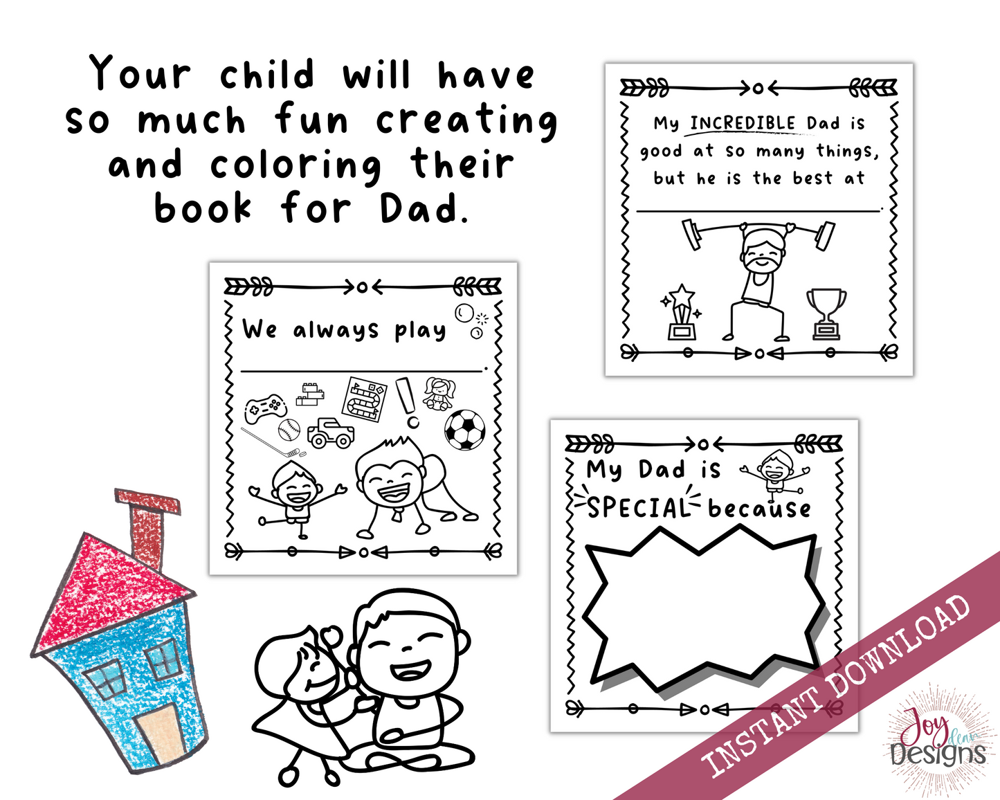 Dad! I Wrote a Book About You! Awesome Fill in the Blank Book With Prompts for Kids to Fill With Their Own Words: Instant Download Printable