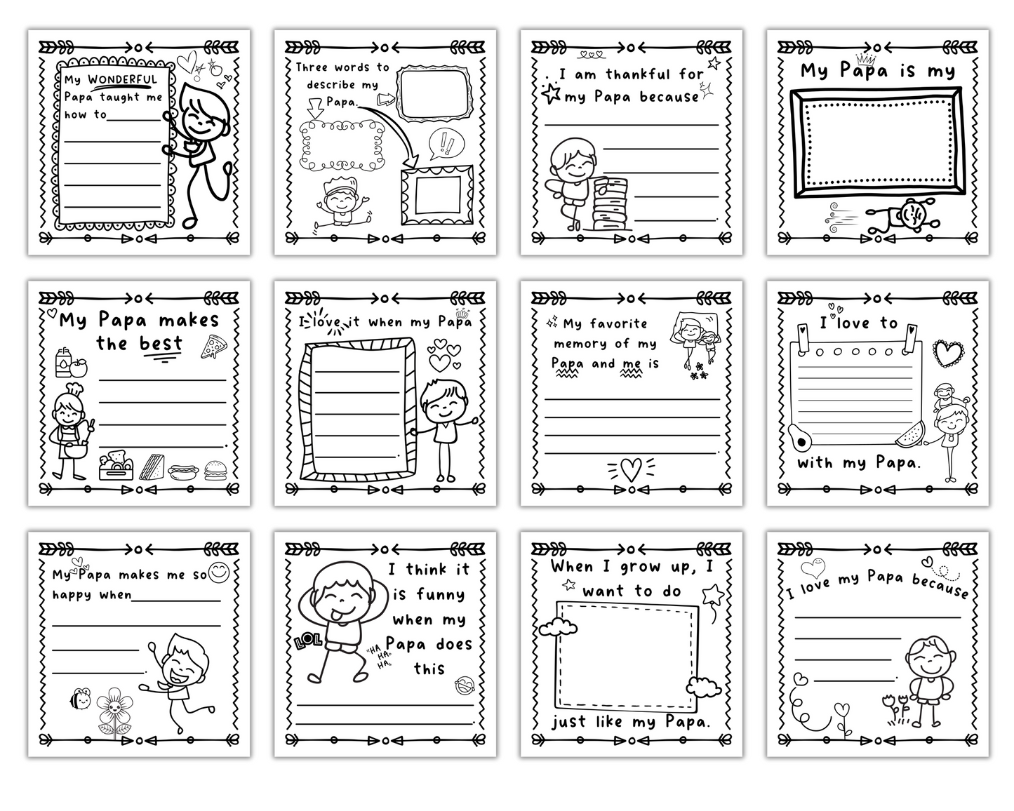 Papa! I Wrote a Book About You! Instant Download, Printable Fill in the Blank Pages With Prompts for Kids to Fill in for Their Papa