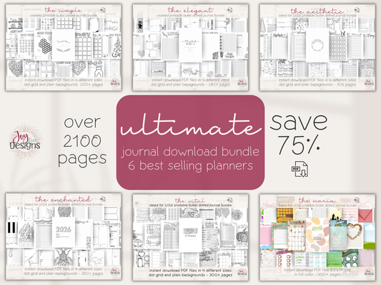 2026 Ultimate Bullet Dotted Journal Bundle 2100+ Pages | Digital Planner Download | Printable & Goodnotes Journals | Save 75%
