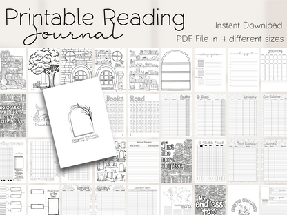 Printable Reading Tracker Journal Pages Instant Download, Book Journal, Reading Planner PDF, Book Tracker, Digital Reading Journal