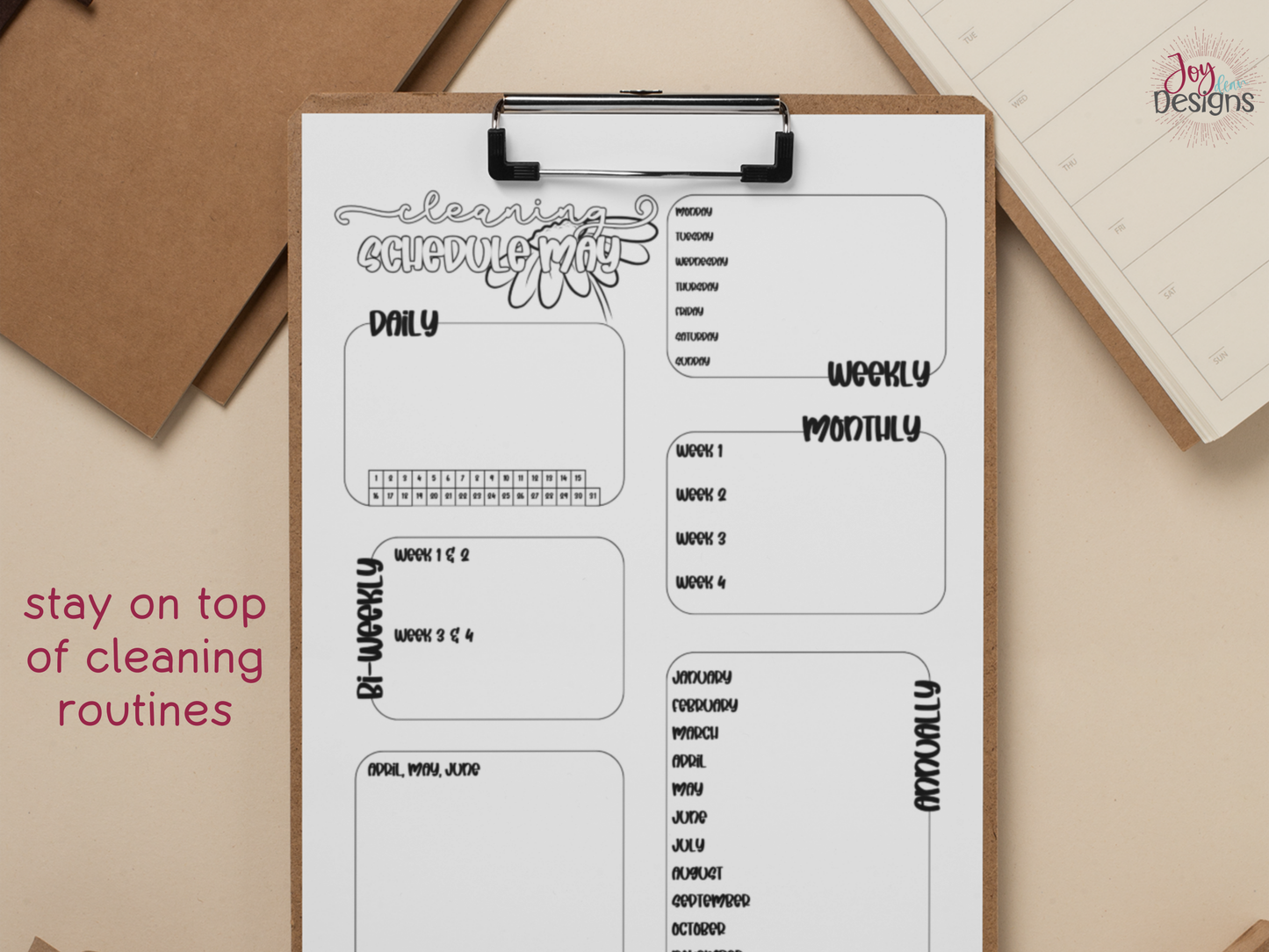 monthly cleaning schedule printable bundle digital cleaning planner pages home management binder inserts chore chart system daily weekly monthly quarterly annual cleaning tracker minimal black and white bujo style dotted and plain backgrounds pdf instant download goodnotes friendly household organization planner insert home cleaning routine house chores list spring cleaning checklist planning tools for busy moms students and families printable planner pages