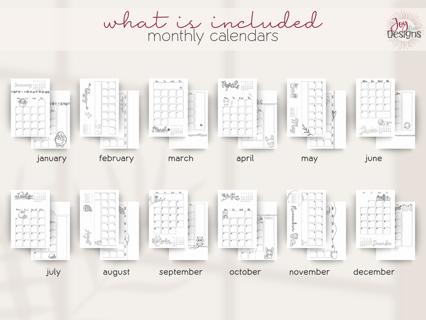 aesthetic bullet journal download pdf 2026 premade dotted planner digital bujo creative planner for women mental health tracking anxiety mood water sleep habit logs monthly themes winter valentines bees easter plants space citrus ice cream owls halloween coffee christmas printable journal in four sizes 6x9 US Letter A4 A5 coloring pages dutch door layouts bleed proof style organization self care routine gift idea