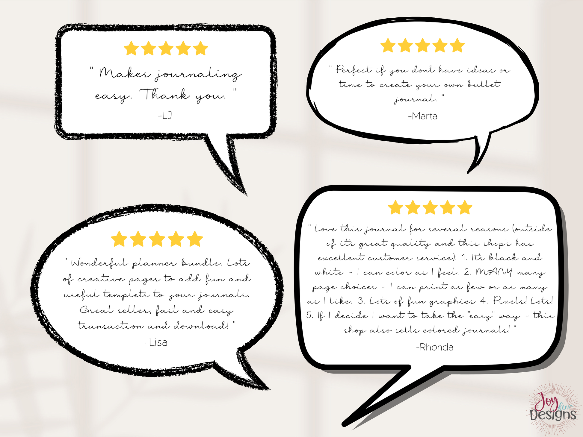 Speech bubbles with customer reviews and ratings on a white background