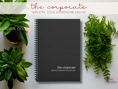 2026 professional planner corporate planner minimalist work planner spiral bound planner 7x9 planner physical planner office planner business planner weekly work planner monthly work planner professional goals planner project planner executive planner clean layout productivity planner desk planner black spiral planner neutral aesthetic modern planner goal setting planner corporate organization work planning notebook professional agenda structured planning system
