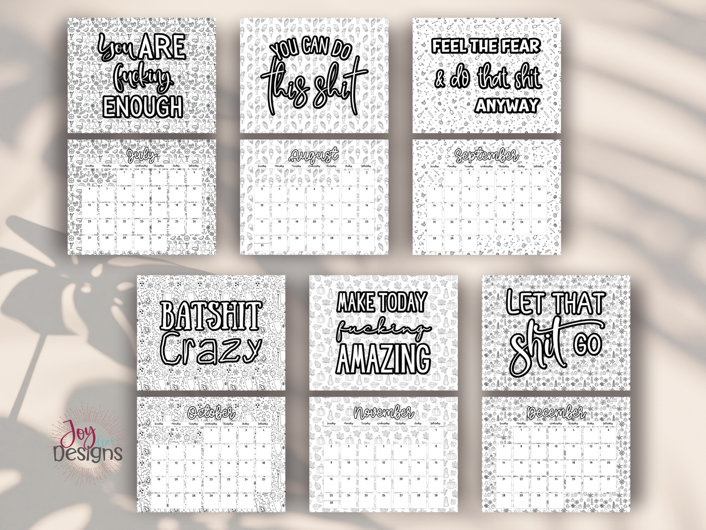 2025 Motivational Swear Word Coloring Calendar – Doodle Your Year with Sass and Class!