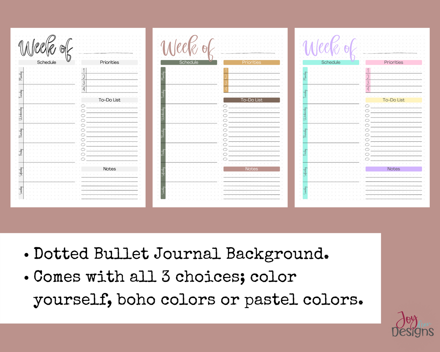 Weekly Planner Bullet Dotted Journal Pages Instant Download Printable Planner Bujo