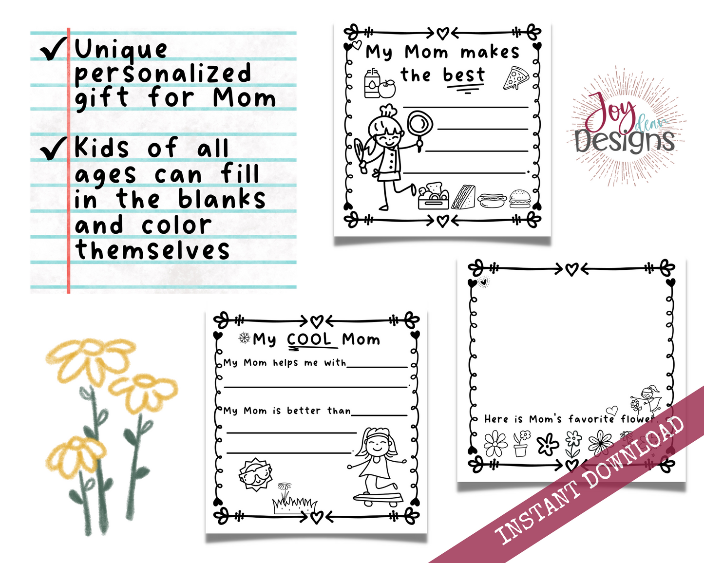 Mom! I Wrote a Book About You! Awesome Fill in the Blank Book With Prompts for Kids to Fill With Their Own Words: Instant Download Printable