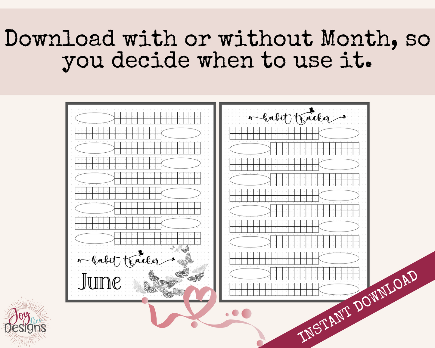 12+ Monthly PreMade Habit Trackers Bullet Dotted Journal Pages Instant Download Printable Planner | 6x9 and 8.5 x11 Sizes | FREE Dotted Page