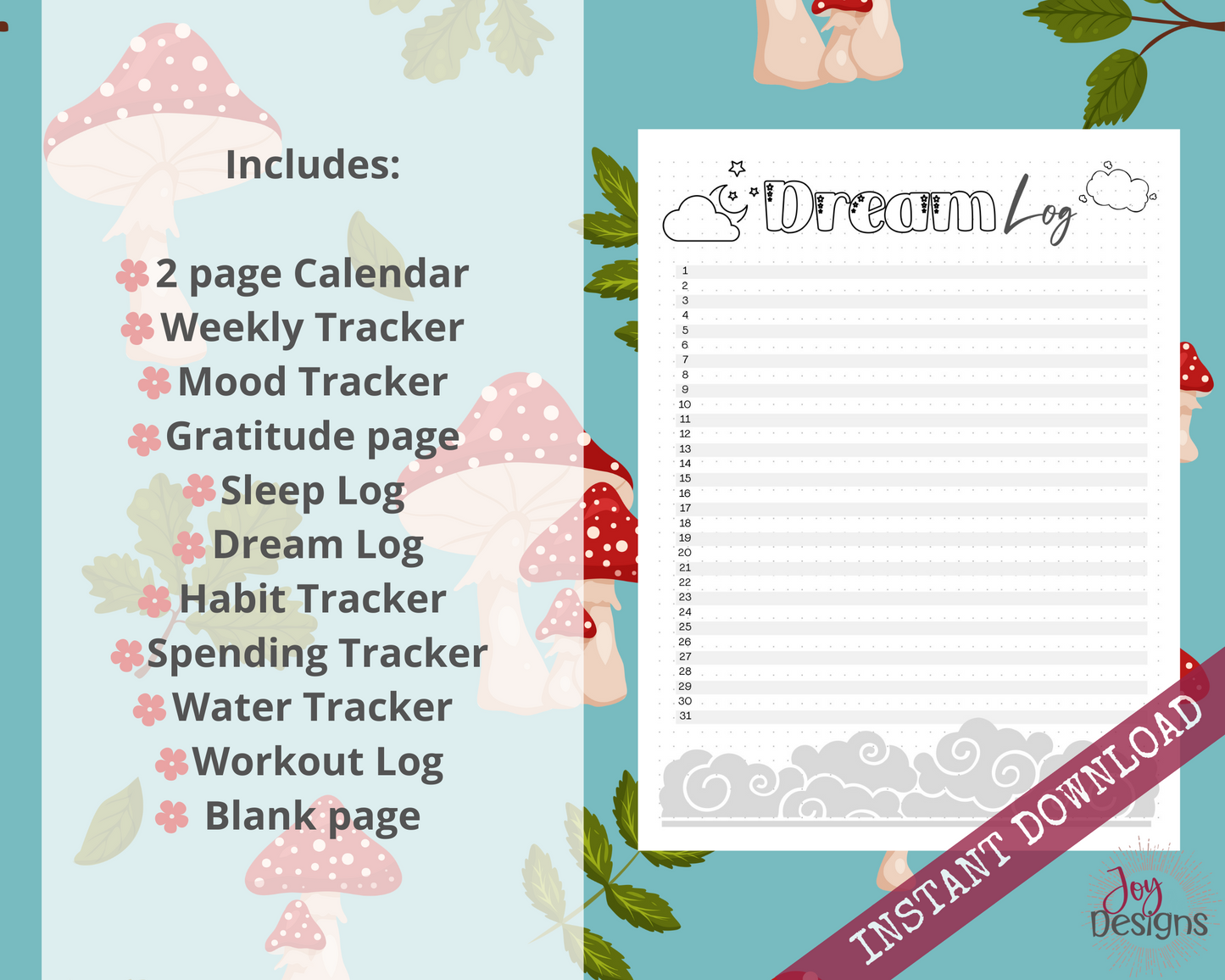 September Pre-Made Bullet Dotted Journal Pages Instant Download Printable Planner Undated