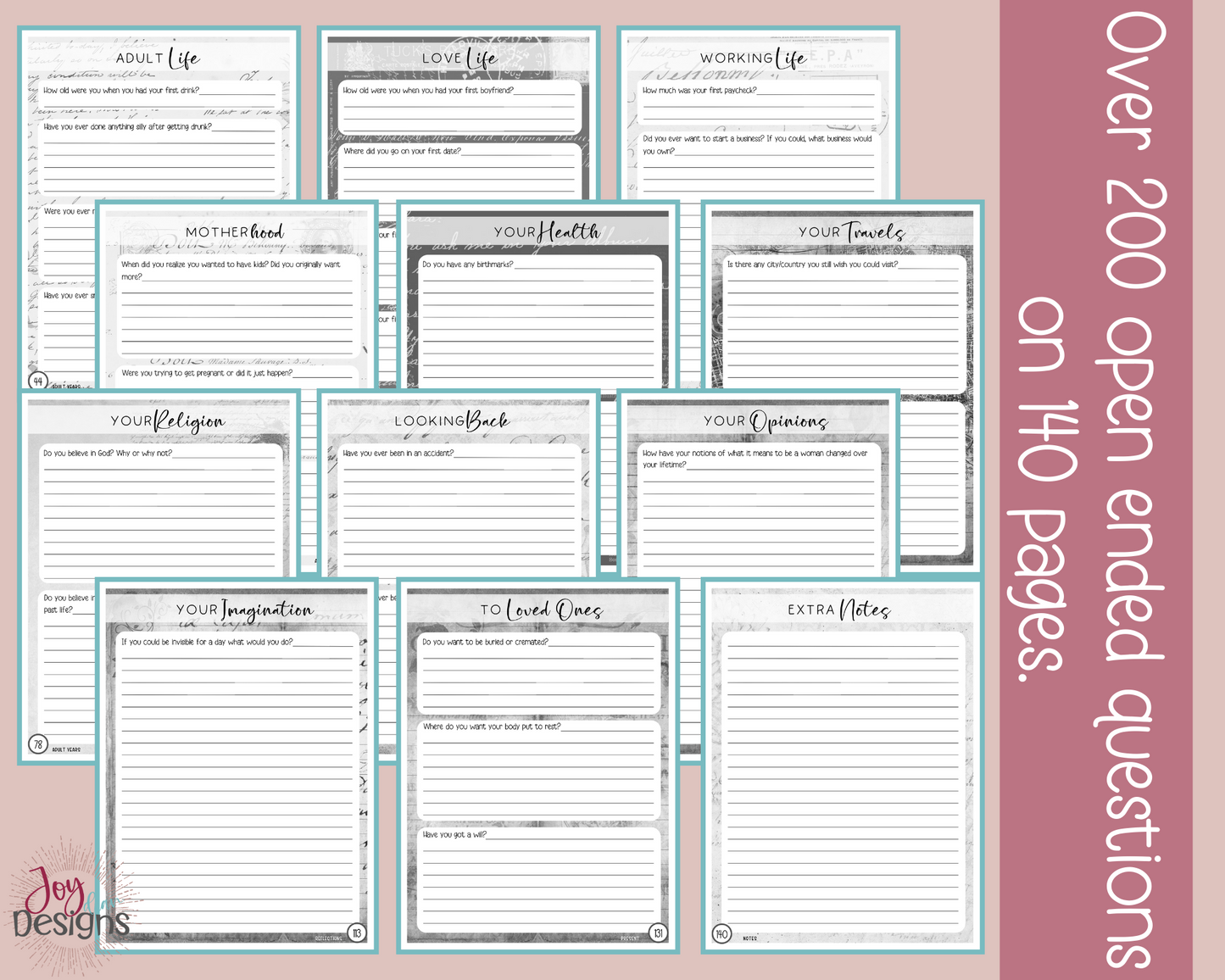 What's Your Story, Grandma? A Grandmother's Guided Notebook Over 200 Open Ended Journal Questions for Grandma: Instant Download Printable