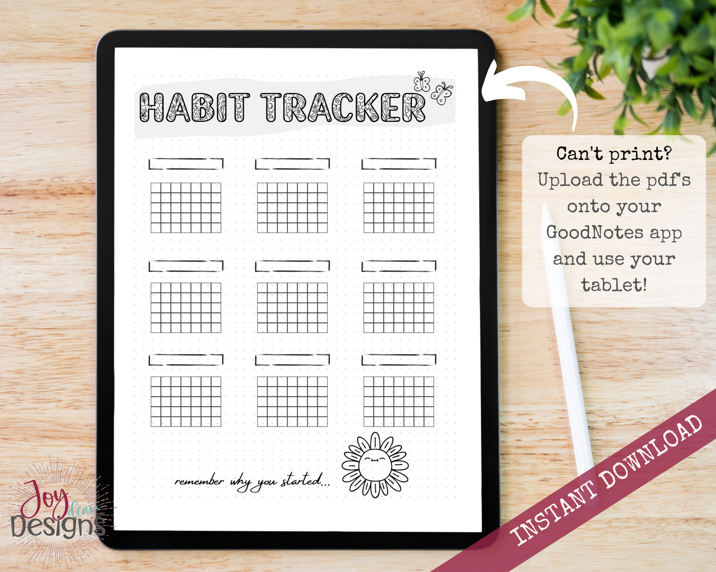 Daily Habit Tracker Bullet Dotted Journal Page Instant Download Printable Planner