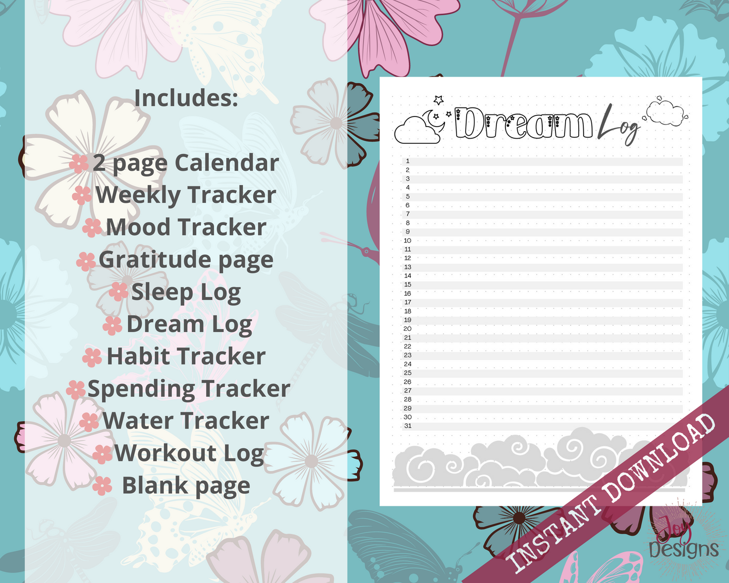 August Pre-Made Bullet Dotted Journal Pages Instant Download Printable Planner Undated