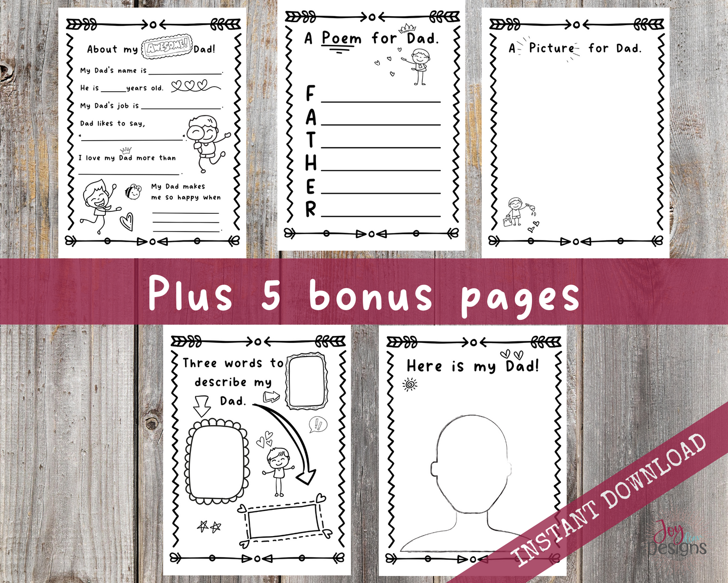 Daddy and Me Coupons: 20 Vouchers to Color, Cut out and Give to Dad. Plus Bonus Pages With Prompts About Father, Instant Download Printable