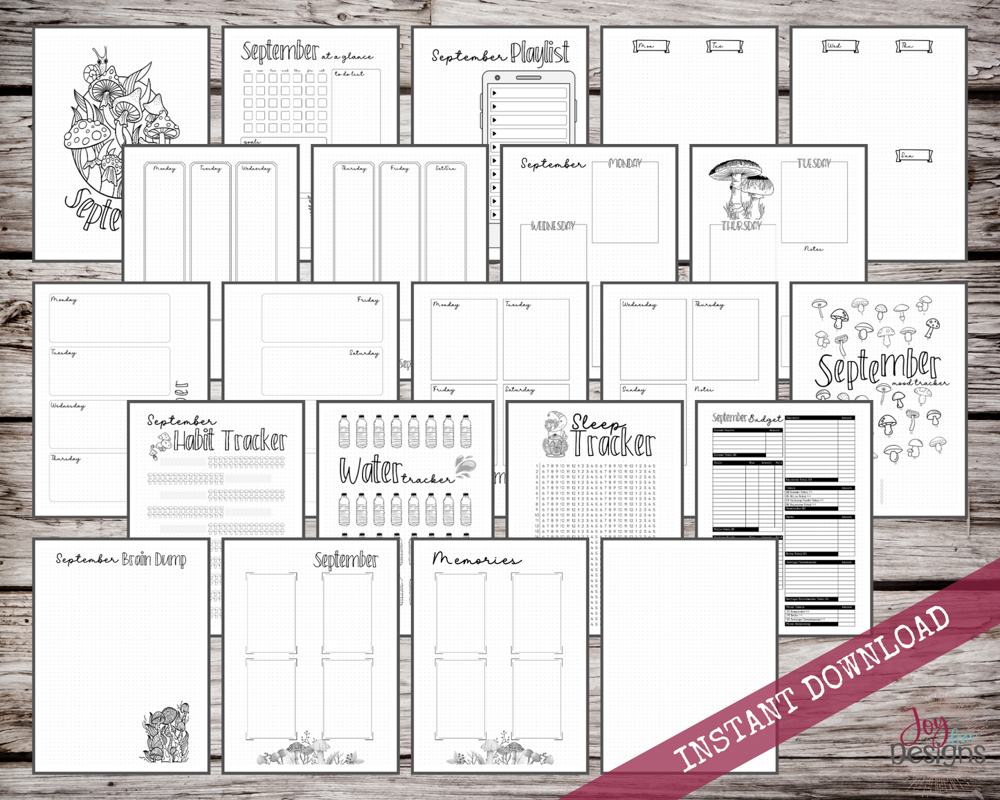 September PreMade Bullet Dotted Journal Planner Pages | Instant Download Printable Planner | Weekly Bujo Inserts Template PDF 2 Sizes