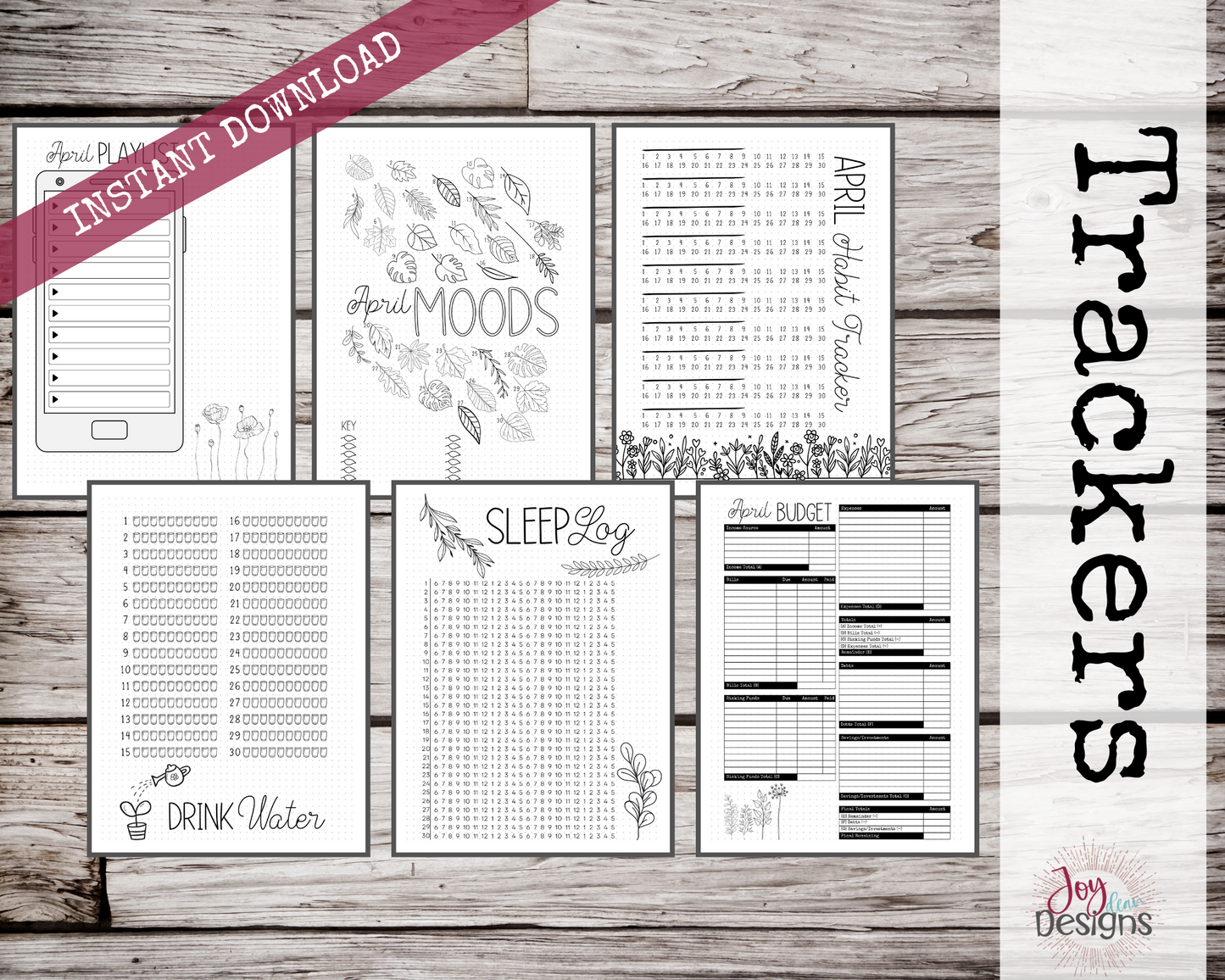 April PreMade Bullet Dotted Journal Planner Pages | Instant Download Printable Planner | Weekly Bujo Inserts Template PDF 2 Sizes