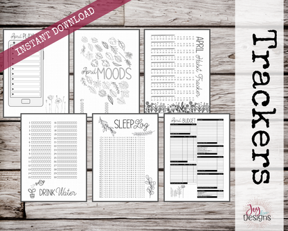 April PreMade Bullet Dotted Journal Planner Pages | Instant Download Printable Planner | Weekly Bujo Inserts Template PDF 2 Sizes