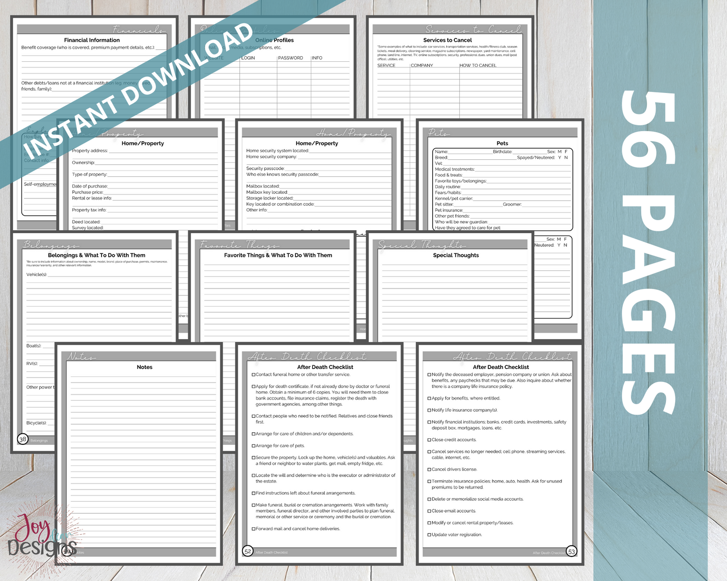 When I Die Planner | Death, Estate, Funeral Planner Organizer, Practical Notes For Those You Leave Behind: Instant Download Printable