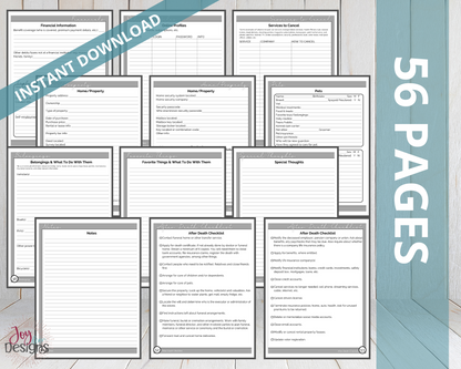 When I Die Planner | Death, Estate, Funeral Planner Organizer, Practical Notes For Those You Leave Behind: Instant Download Printable