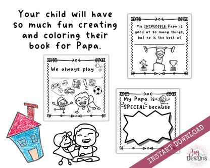 Papa! I Wrote a Book About You! Instant Download, Printable Fill in the Blank Pages With Prompts for Kids to Fill in for Their Papa