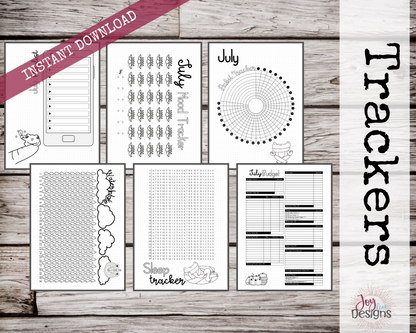 July PreMade Bullet Dotted Journal Planner Pages | Instant Download Printable Planner | Weekly Bujo Inserts Template PDF 2 Sizes