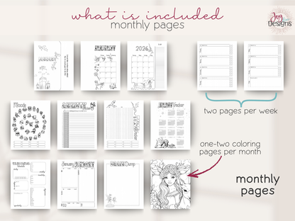 the enchanted 2026 digital planner bullet dotted journal download printable planner goodnotes planner notability planner pre made bujo monthly themes coloring pages habit tracker mood tracker goal setting planner creative digital journal undated planner aesthetic planner productivity planner for women mindfulness journal self care tracker organization planner daily planner weekly planner yearly overview bullet journal pages instant download joy dean designs 2026 planner printable stationery