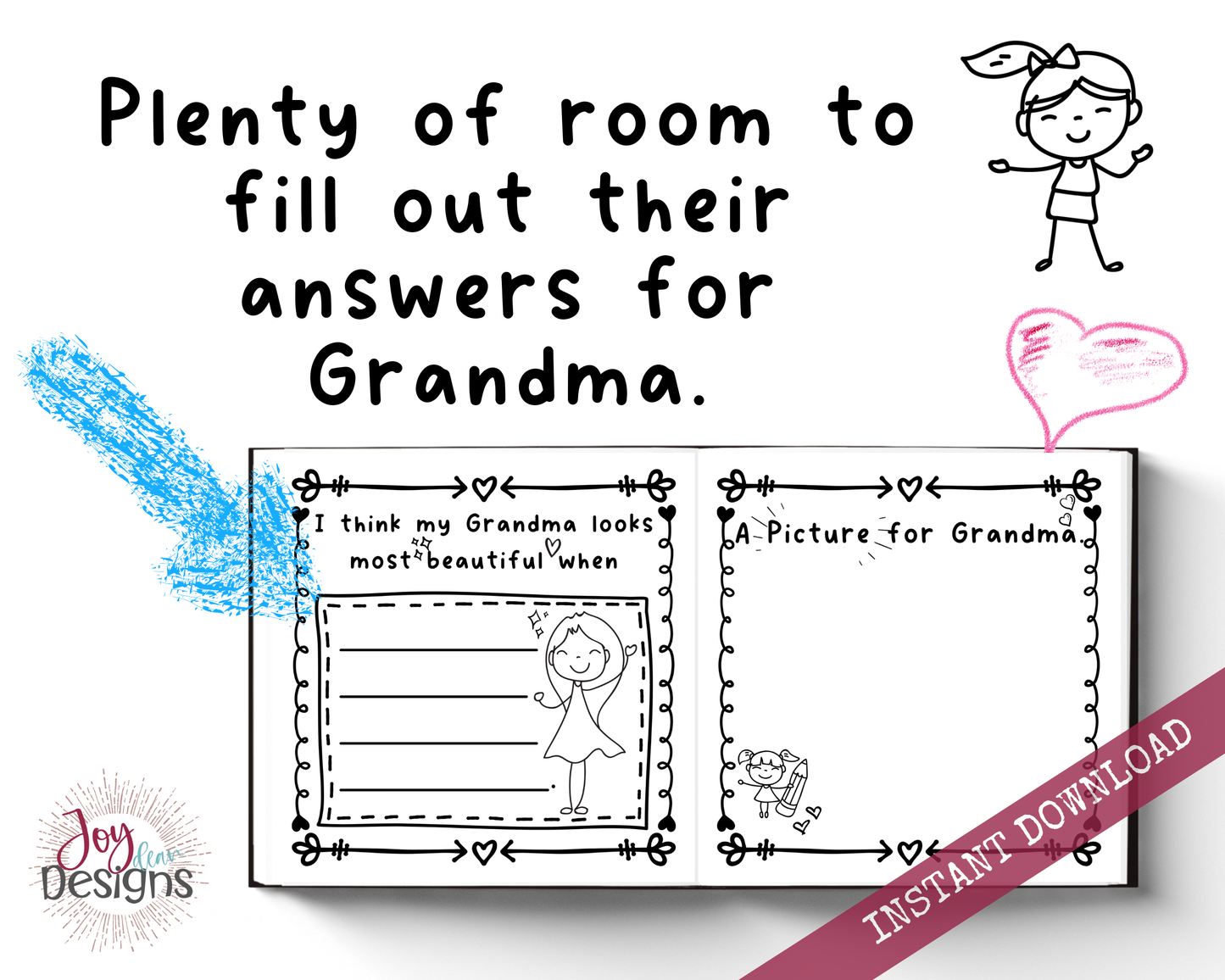 Grandma! I Wrote a Book About You! Awesome Fill in the Blank Book With Prompts for Kids to Fill With Their Own Words: Instant Download Printable