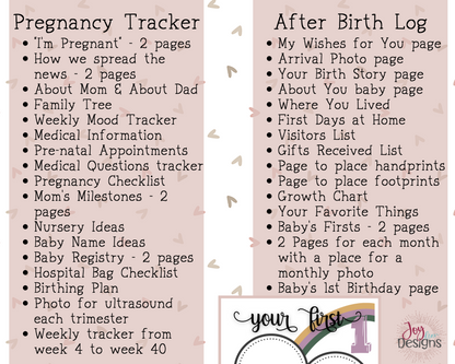 Complete Printable Pregnancy Journal Memory Book to Track From Conception to Baby's First Birthday- Digital Instant Download