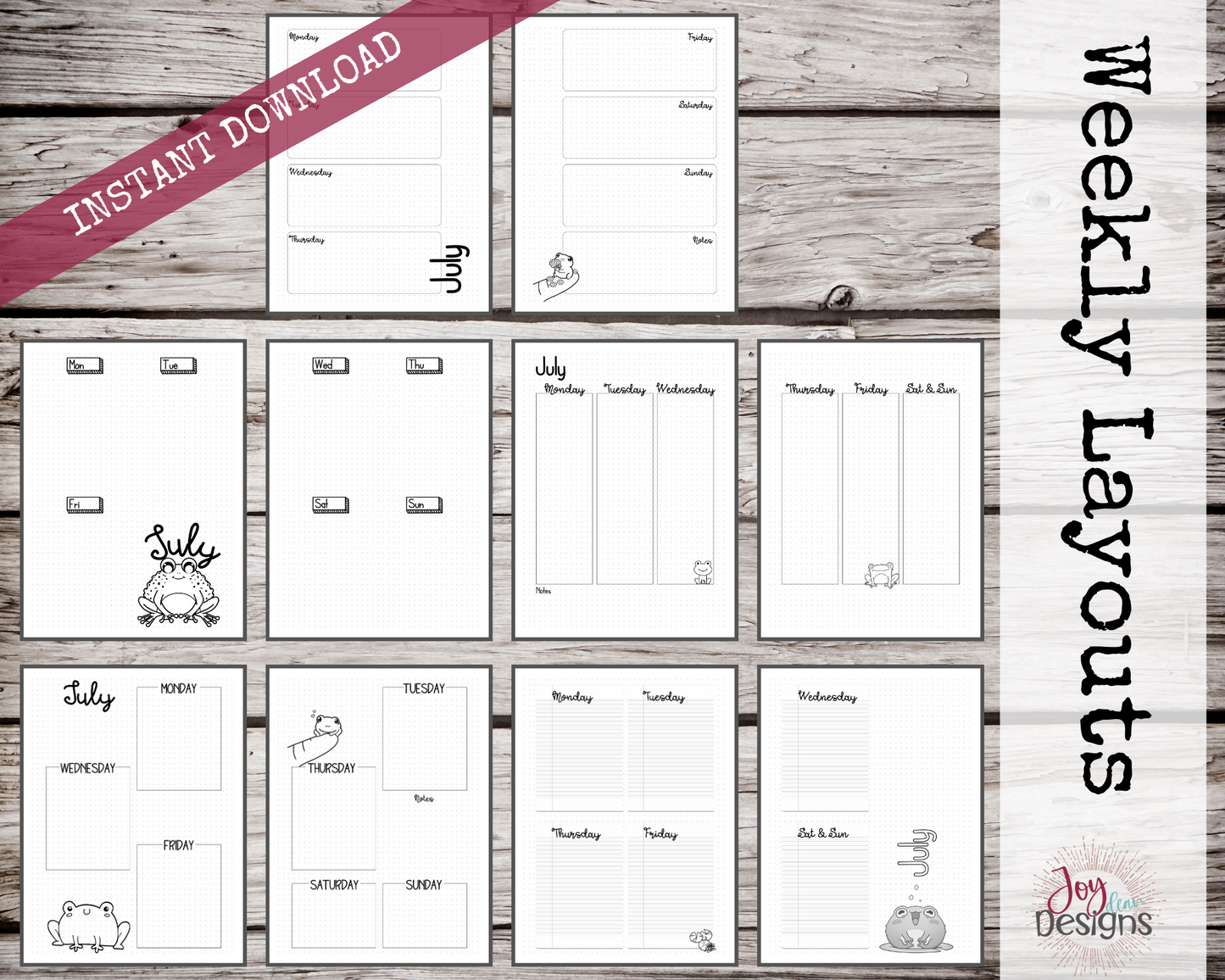 July PreMade Bullet Dotted Journal Planner Pages | Instant Download Printable Planner | Weekly Bujo Inserts Template PDF 2 Sizes