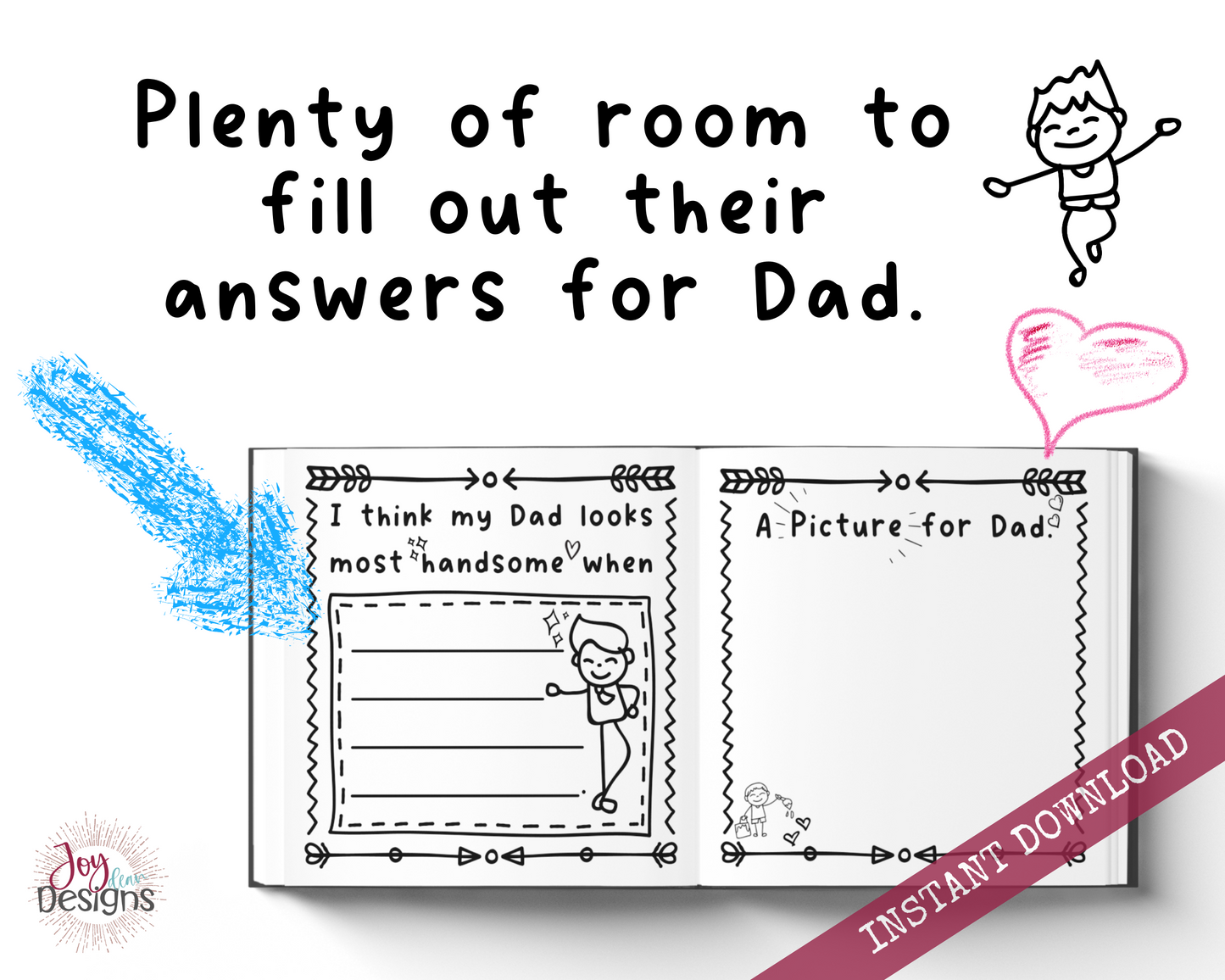 Dad! I Wrote a Book About You! Awesome Fill in the Blank Book With Prompts for Kids to Fill With Their Own Words: Instant Download Printable