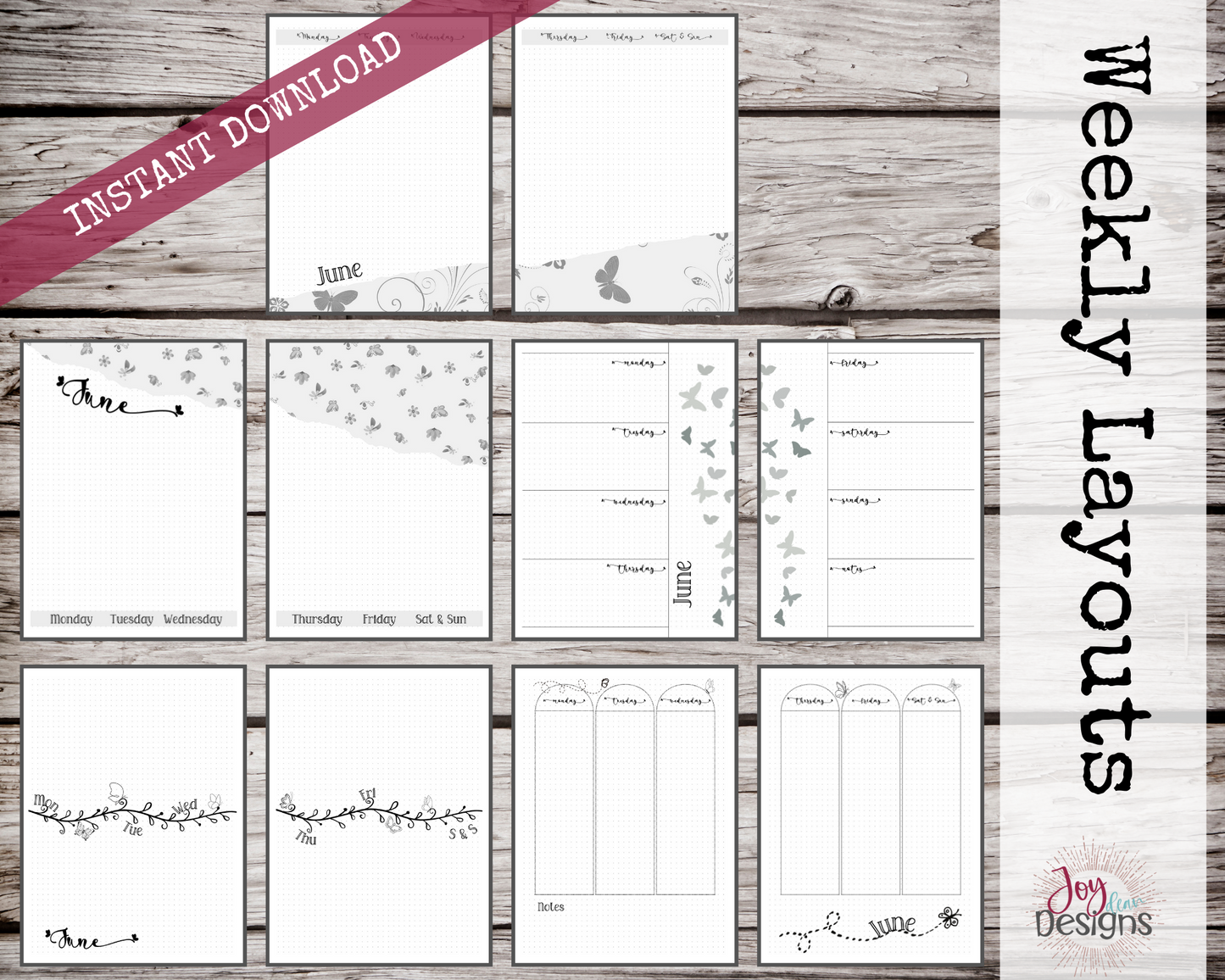 June PreMade Bullet Dotted Journal Planner Pages | Instant Download Printable Planner | Weekly Bujo Inserts Template PDF 2 Sizes