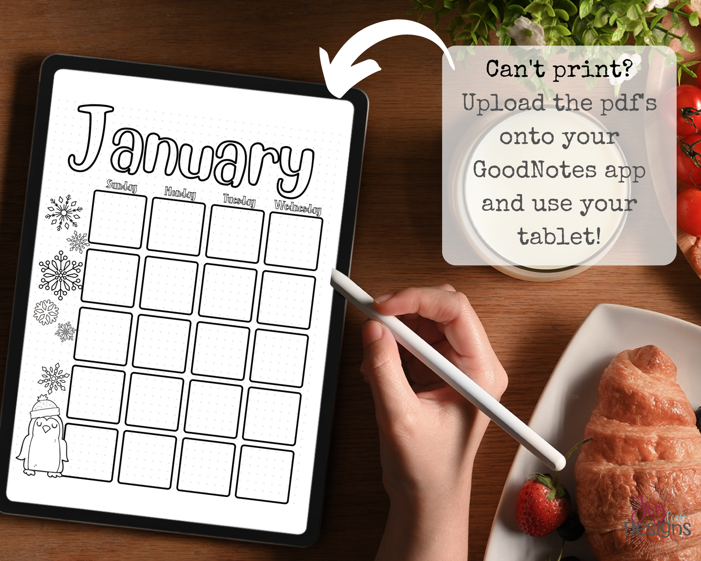 Pre-Made 12 Monthly Calendars Bullet Dotted Journal Pages Instant Download Printable Planner | Plus FREE Year in Pixels