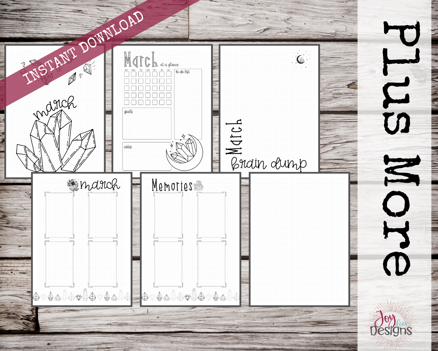 March PreMade Bullet Dotted Journal Planner Pages | Instant Download Printable Planner | Weekly Bujo Inserts Template PDF 2 Sizes