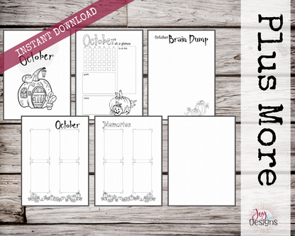 October PreMade Bullet Dotted Journal Planner Pages | Instant Download Printable Planner | Weekly Bujo Inserts Template PDF 2 Sizes