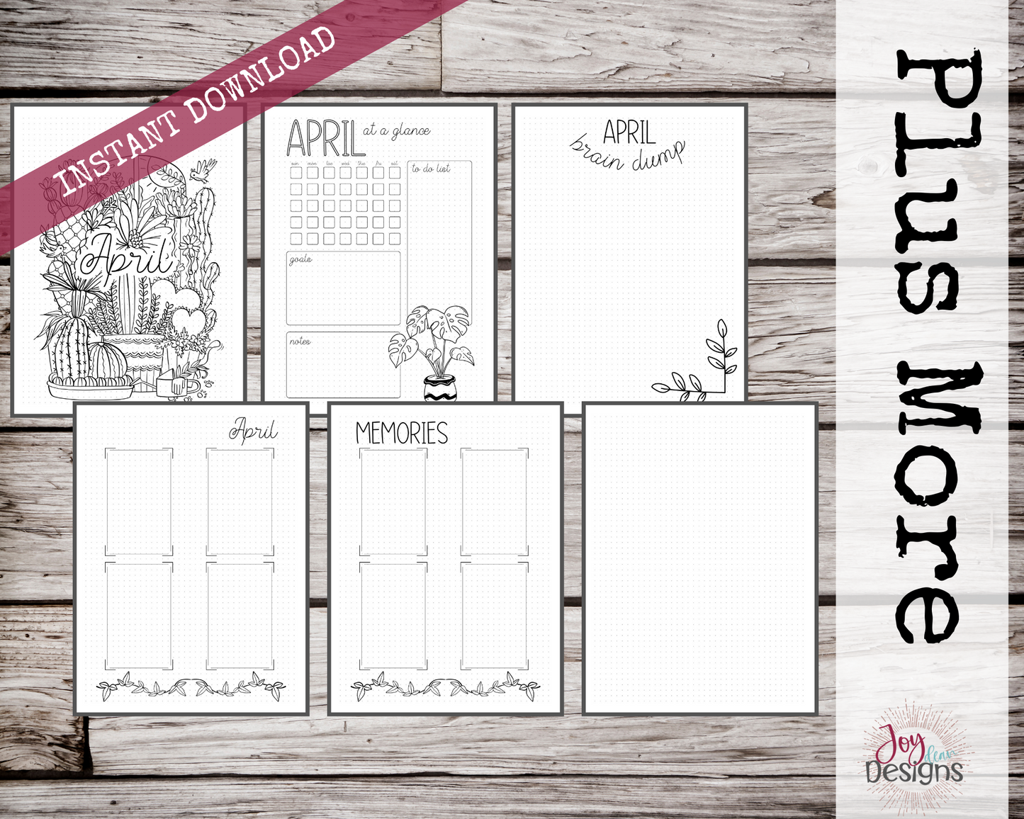 April PreMade Bullet Dotted Journal Planner Pages | Instant Download Printable Planner | Weekly Bujo Inserts Template PDF 2 Sizes