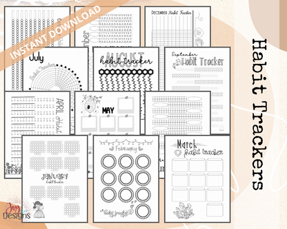 PreMade Student Bullet Dotted Journal Planner Pages | Instant Download Printable Planner | Weekly Bujo Inserts Template PDF 2 Sizes