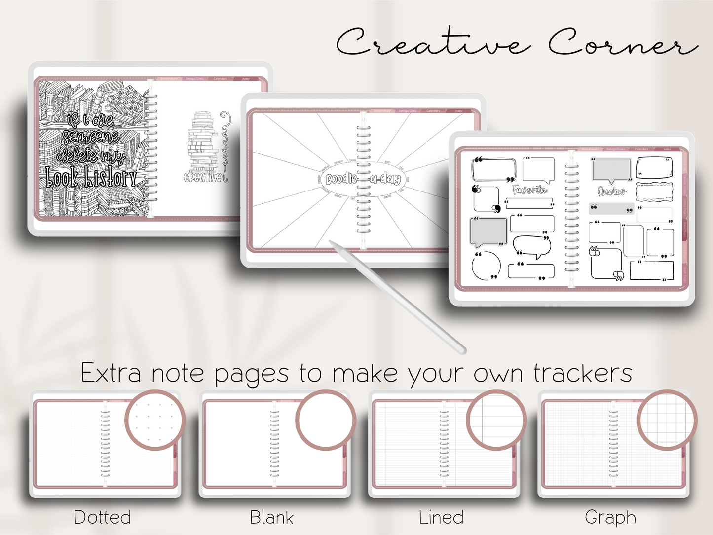 Digital Reading Tracker Journal Instant Download, Book Journal, Reading Planner PDF, Book Tracker, Digital Reading Journal for Goodnotes