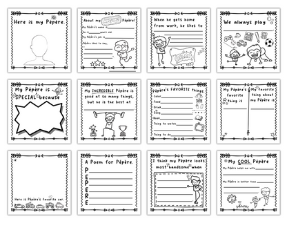 Pepere! I Wrote a Book About You! Instant Download, Printable Fill in the Blank Pages With Prompts for Kids to Fill in for Their Pepere