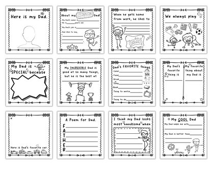 Dad! I Wrote a Book About You! Awesome Fill in the Blank Book With Prompts for Kids to Fill With Their Own Words: Instant Download Printable