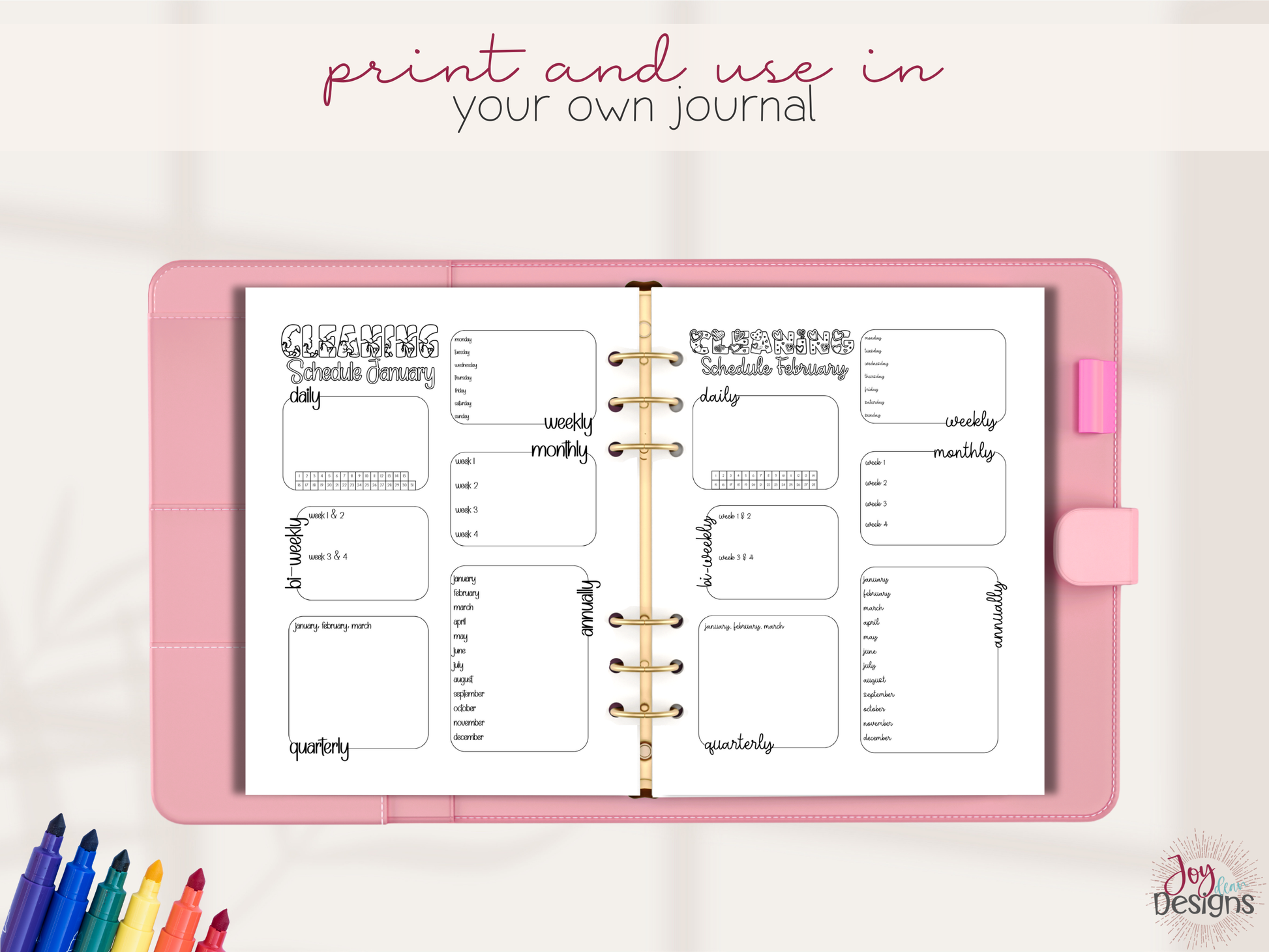 monthly cleaning schedule printable bundle digital cleaning planner pages home management binder inserts chore chart system daily weekly monthly quarterly annual cleaning tracker minimal black and white bujo style dotted and plain backgrounds pdf instant download goodnotes friendly household organization planner insert home cleaning routine house chores list spring cleaning checklist planning tools for busy moms students and families printable planner pages