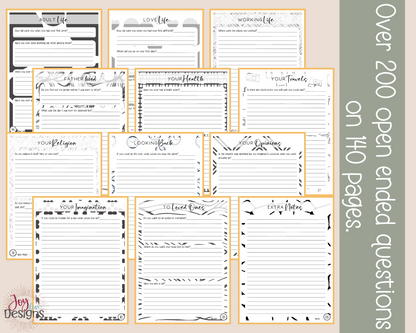 What's Your Story, Dad? A Father's Guided Notebook With over 200 Open Ended Journal Questions for Dad: Instant Download Printable